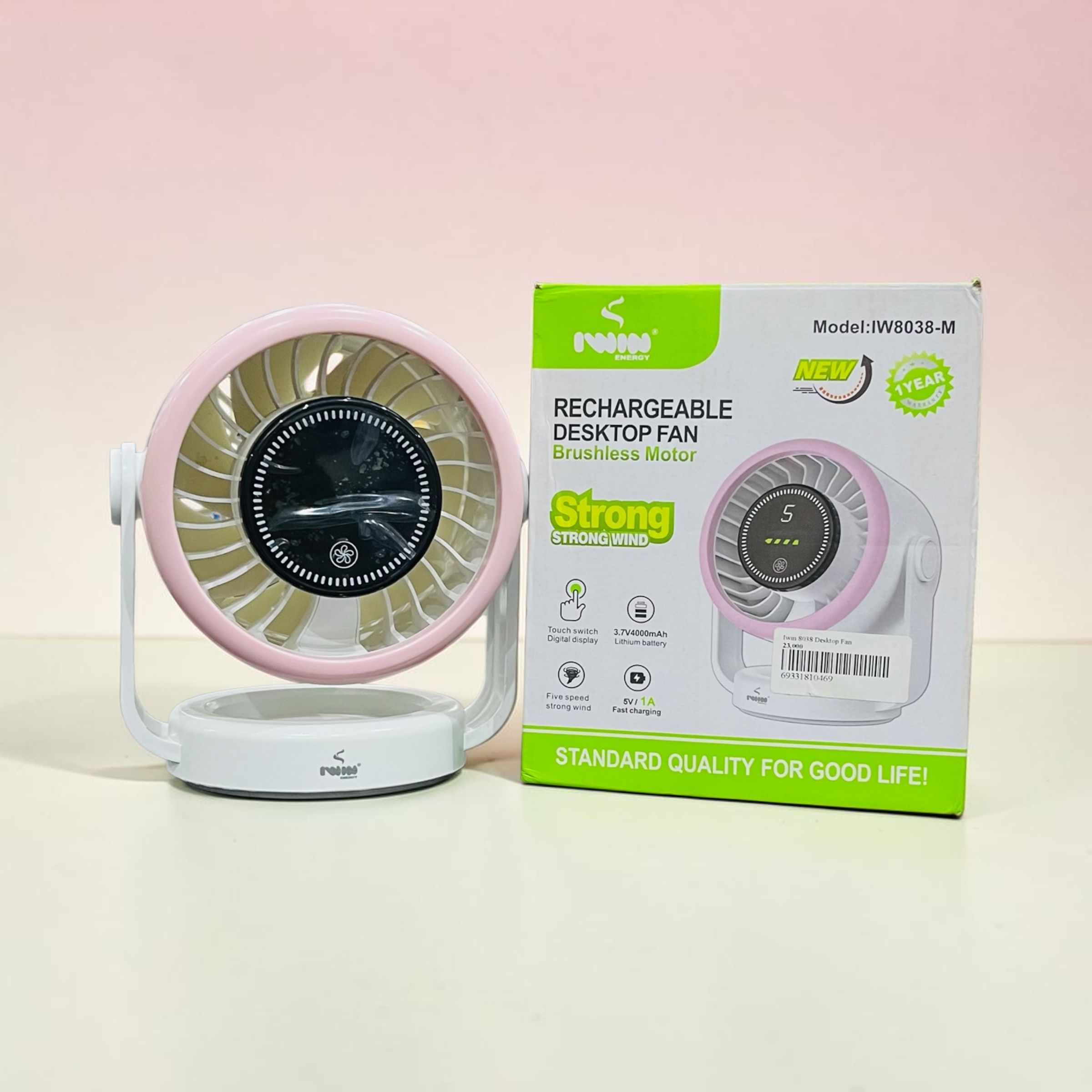 IWIN IW8038-M RECHARGEABLE DESKTOP FAN 